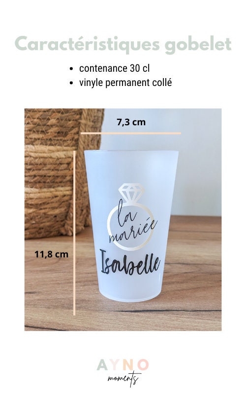 gobelet personnalisé evjf accessoires personnalisés future mariée cadeau invité evjf décoration personnalisée gobelet anniversaire mariage