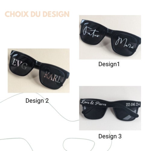 Lunettes personnalisées mariage accessoire photo evg stickers branche lunettes soleil homme personnalisées anniversaire lunette soleil coeur