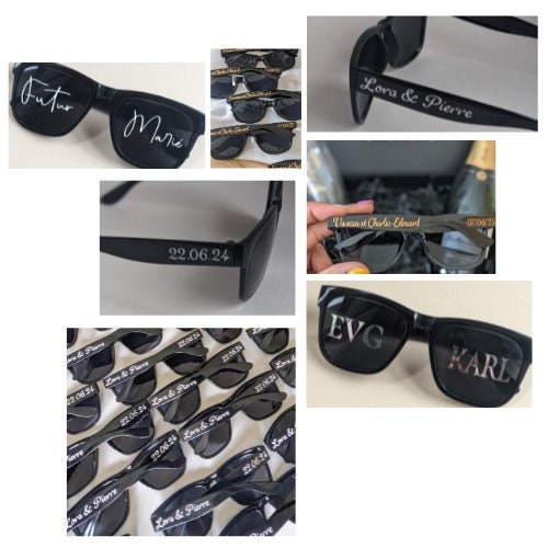 Lunettes personnalisées mariage accessoire photo evg stickers branche lunettes soleil homme personnalisées anniversaire lunette soleil coeur