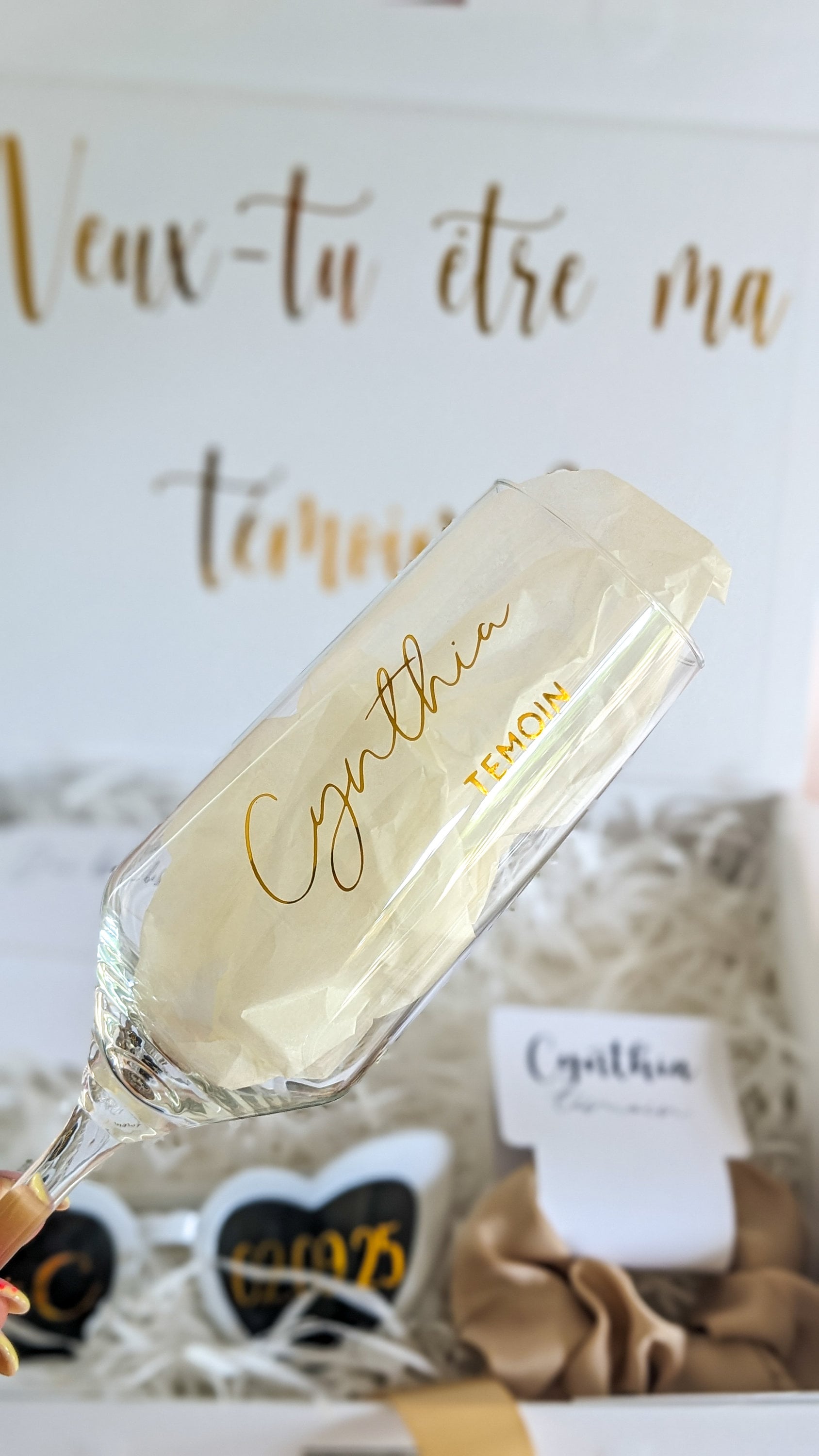 Boîte cadeau flûte personnalisé demande témoin mariage cadeau demoiselle d'honneur veux tu être ma témoin bracelet cadeau box témoin