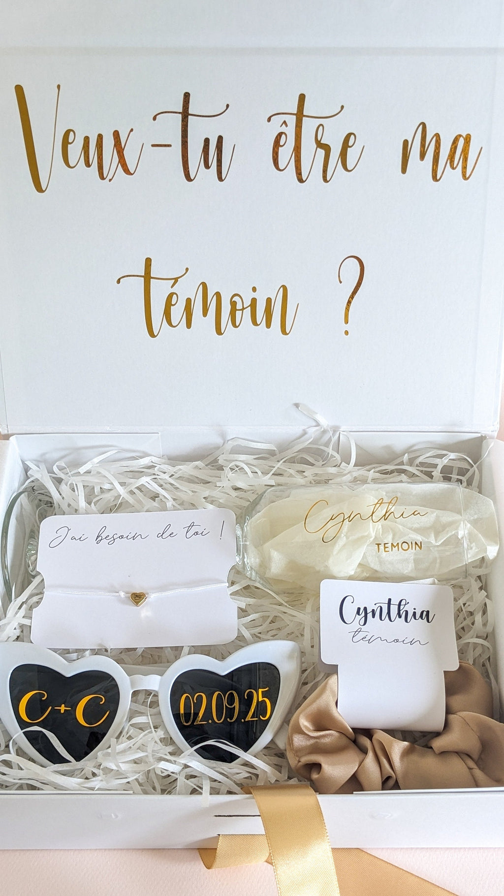Boîte cadeau flûte personnalisé demande témoin mariage cadeau demoiselle d'honneur veux tu être ma témoin bracelet cadeau box témoin
