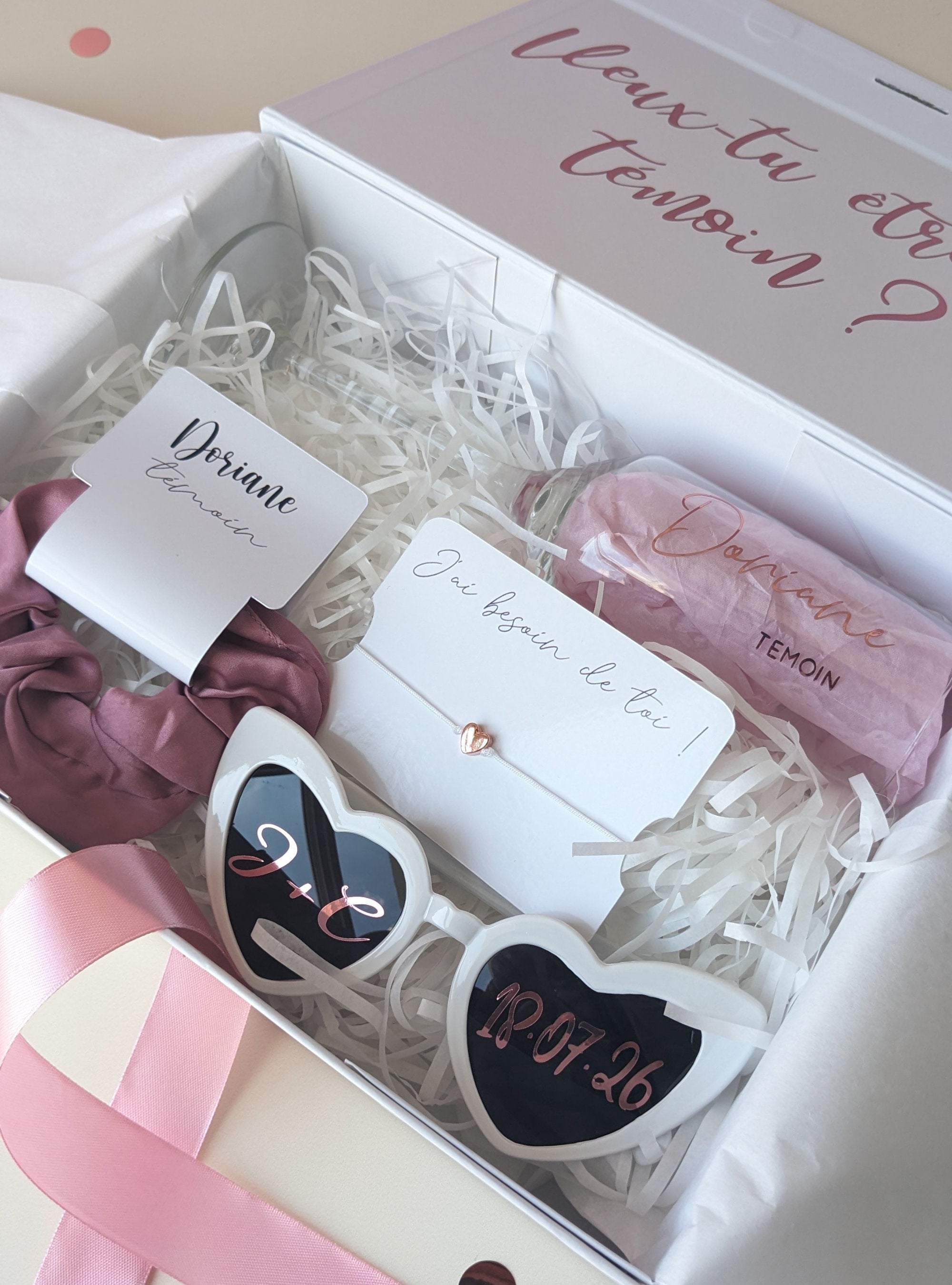 Cadeau témoin mariage demande personnalisé cadeau demoiselle d'honneur coffret flute champagne mariage demande demoiselle d'honneur bracelet