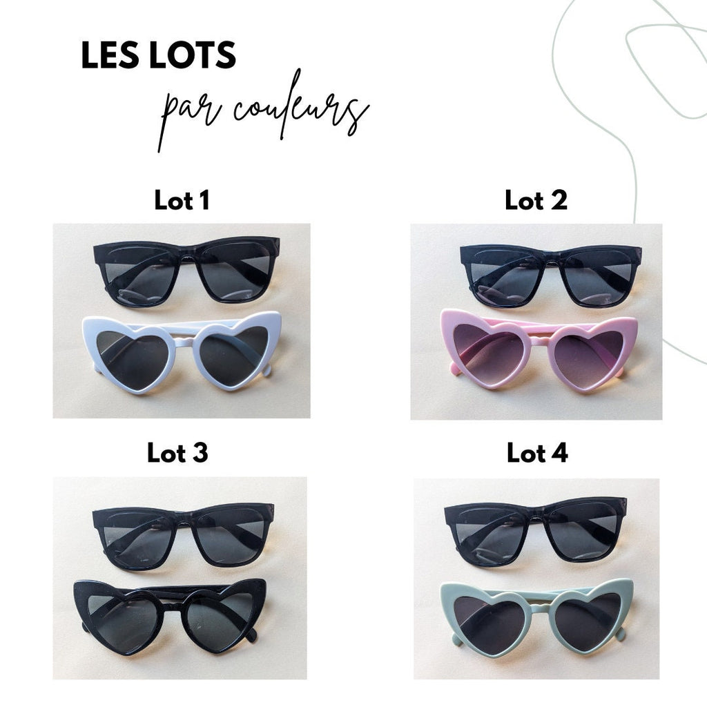 Lot lunettes de soleil personnalisées mariage stickers lunettes soleil couple lunette soleil coeur accessoires photo evjf