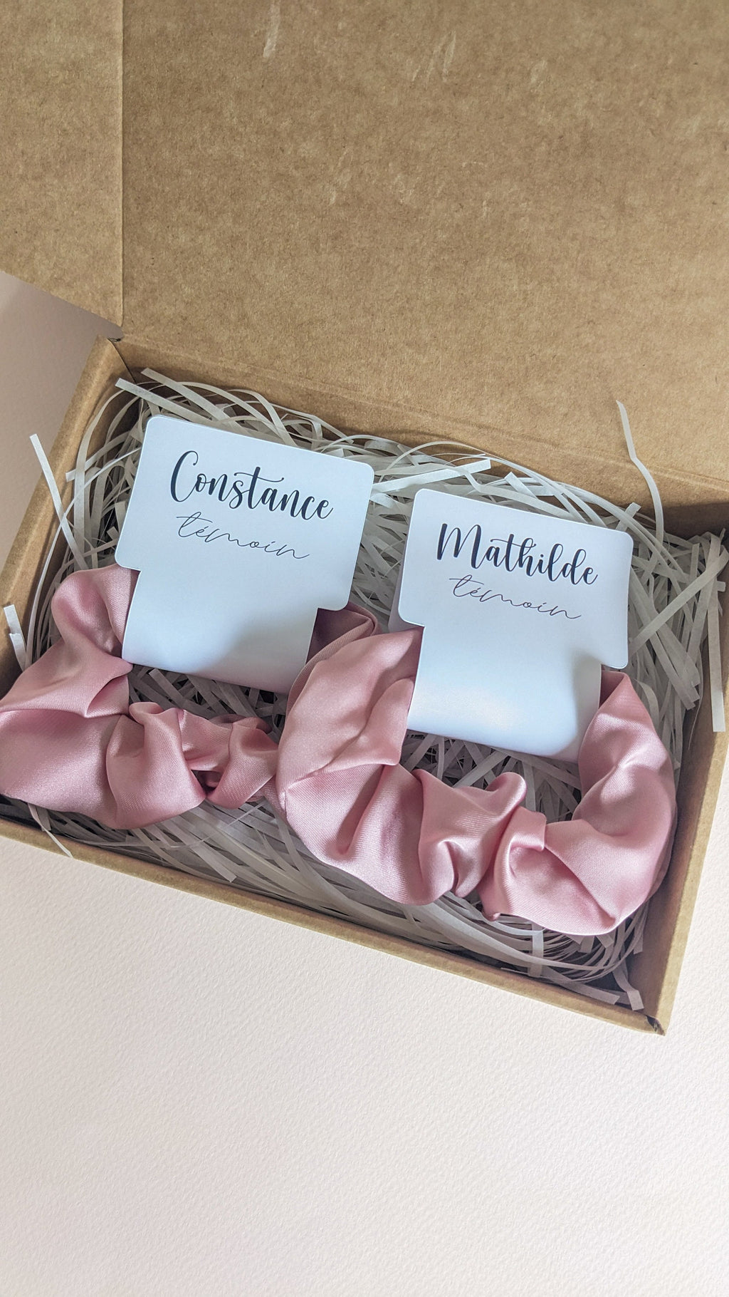 Satin scrunchie bridesmaid proposal gift for the bride silk scrunchie for wedding accessories bachelorette party gift for her