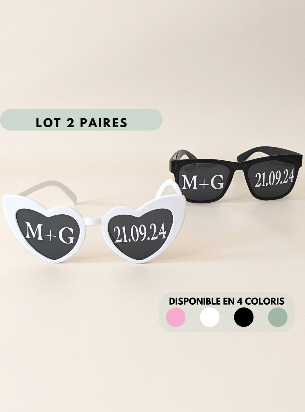 Lot lunettes de soleil personnalisées mariage stickers lunettes soleil couple lunette soleil coeur accessoires photo evjf
