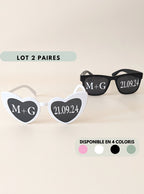 Lot lunettes de soleil personnalisées mariage stickers lunettes soleil couple lunette soleil coeur accessoires photo evjf