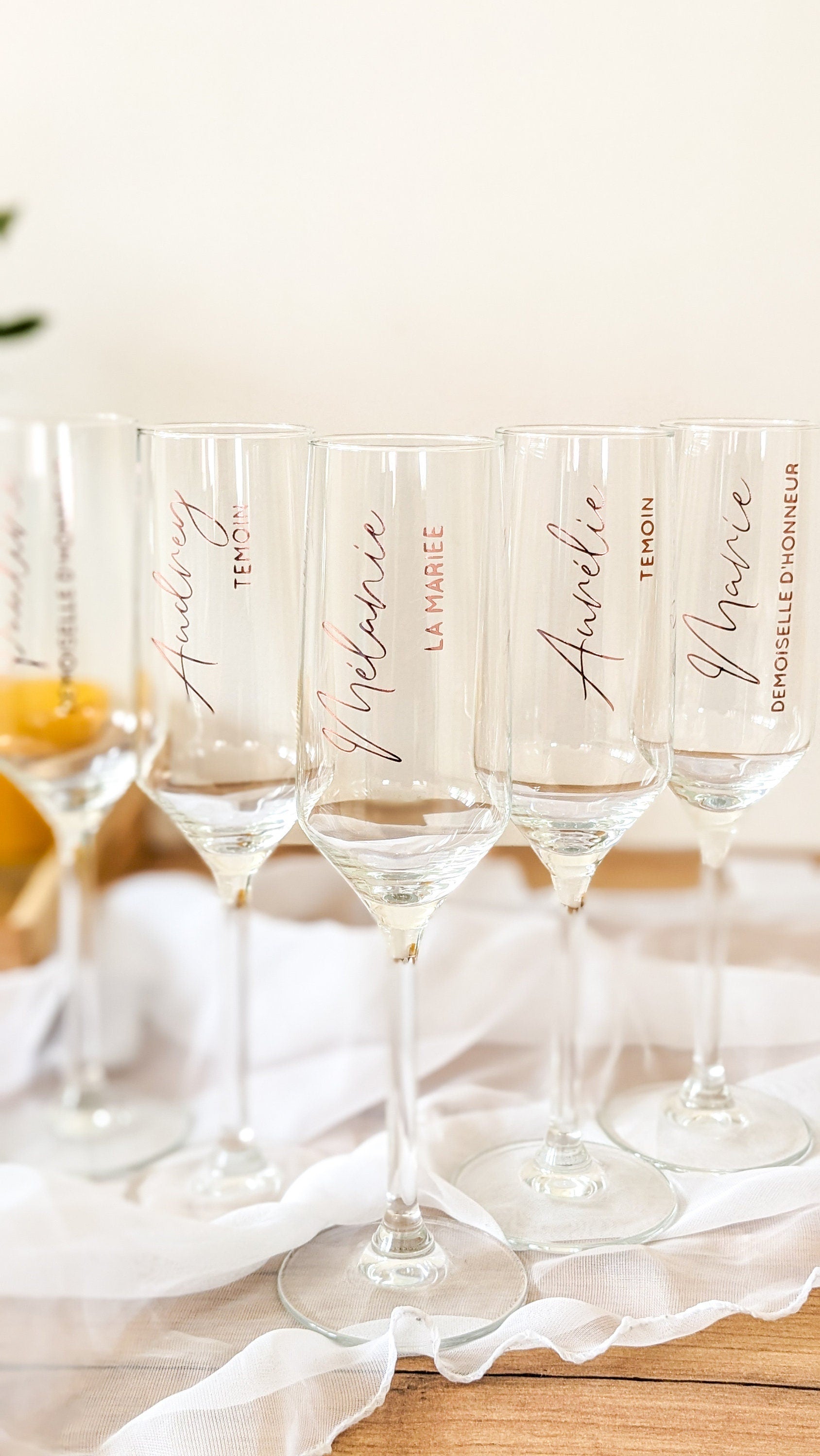 Coupe de Champagne Personnalisé Cadeau Demoiselle d'Honneur Demande Témoin Flûte Personnalisé Mariage Sticker Flûte Champagne Mariage Noir