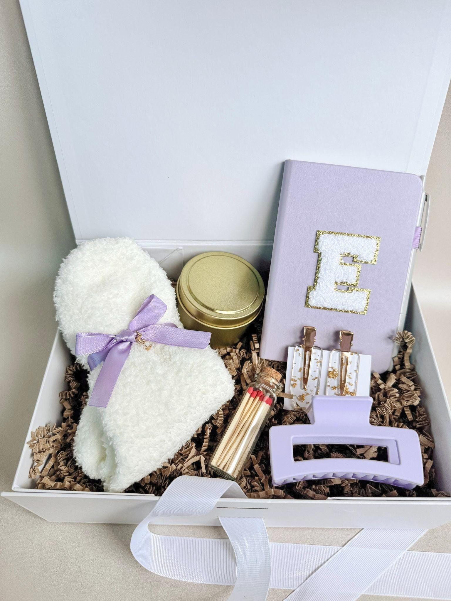 Teen Girl Gift Box College Care Package Comfort Relaxation Gift Set Fuzzy Sock Self Care Birthday Gift for Her Student Cozy Winter Box Candl