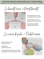 cadeau témoin mariage miroir de poche personnalisé et bracelet coeur