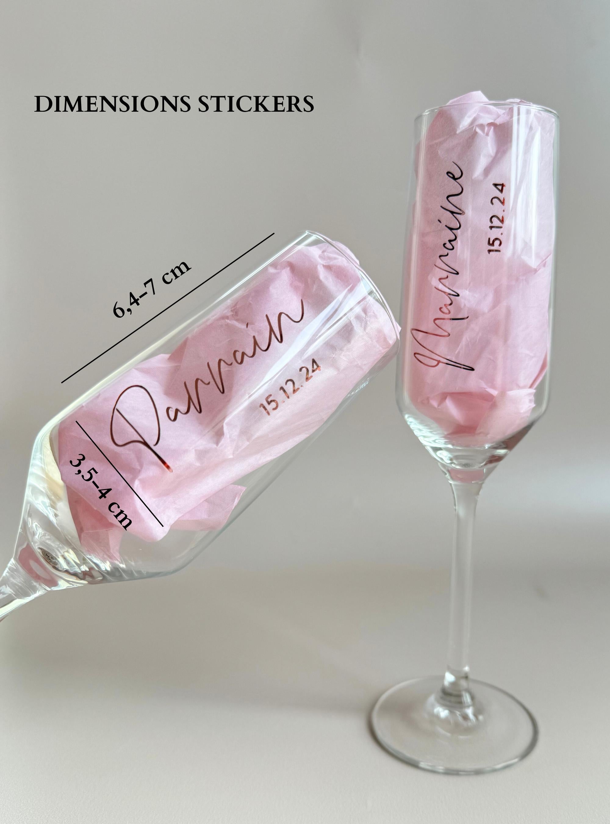 Cadeau Marraine Flûte Personnalisée Parrain Cadeau Flûte Champagne Personnalisée Baptême Souvenir Marraine Annonce Parrain Sticker Flûte