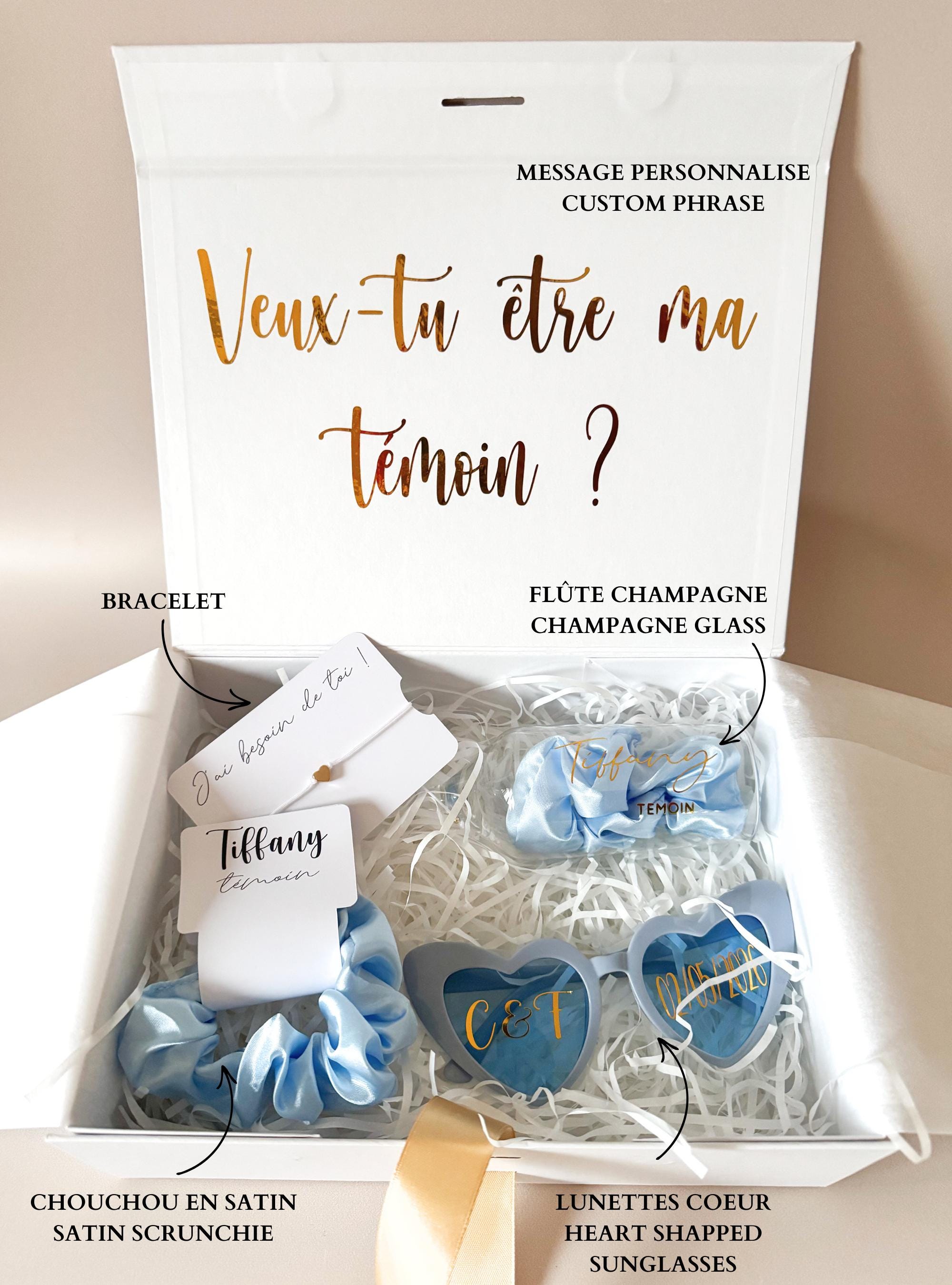 Custom Bridesmaid Gift Box Set Personalized Maid Of Honor Proposal Box Includes Sunglasses Scrunchie Bracelet Champagne Flute Wedding Party Gift Box Set Available In Sage Green Dust Pink Blue Black Options Add Custom Text Names Dates Roles