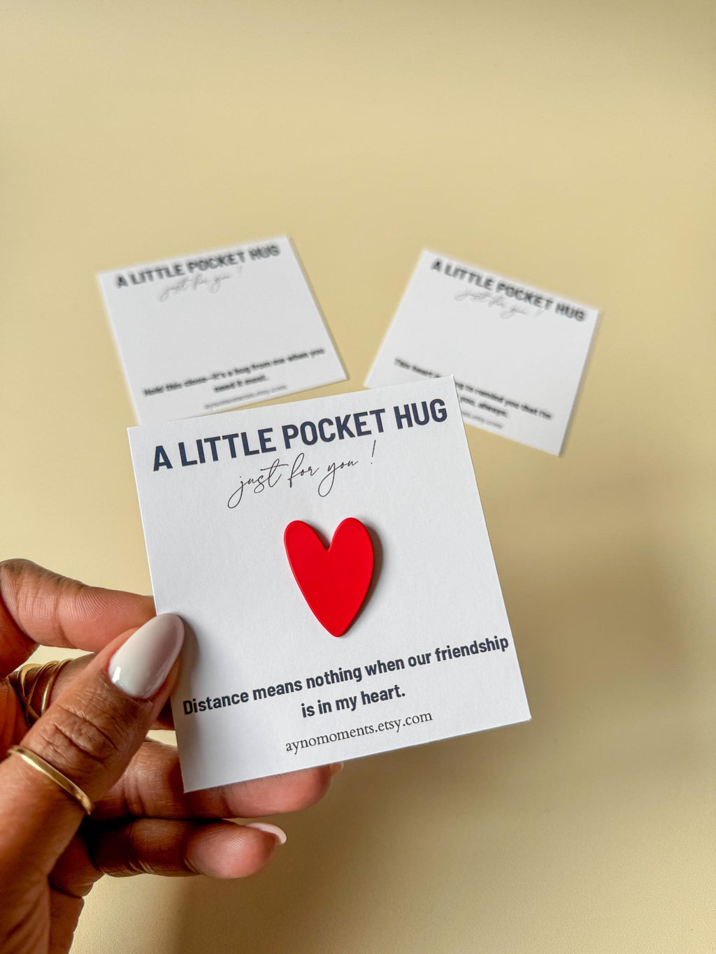 Sentimental Pocket Hug Gift Heartfelt Friendship Thinking of You Miniature Heart Long Distance Encouragement Customizable Get Well Present