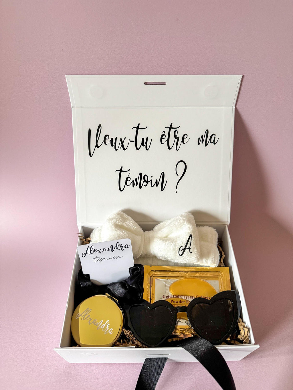 coffret cadeau femme miroir personnalisé bandeau spa cheveux personnalisé