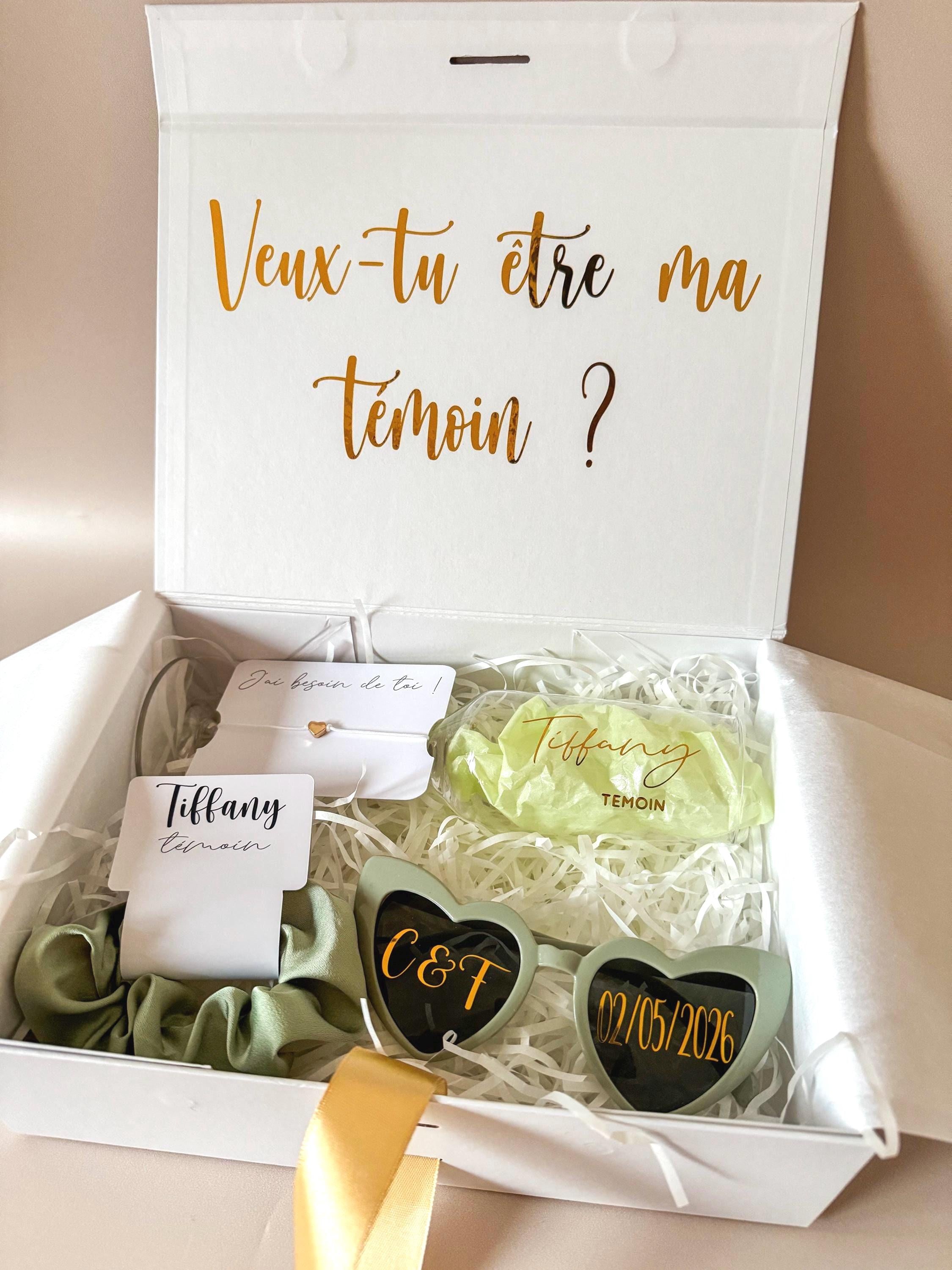 Maid Of Honor Proposal Gift Box Set Custom Bridesmaid Gift Box With Personalized Sunglasses Scrunchie Bracelet Champagne Flute Will You Be My Bridesmaid Question Perfect Bridal Party Gift Box Set Available In Four Colors Customizable Text