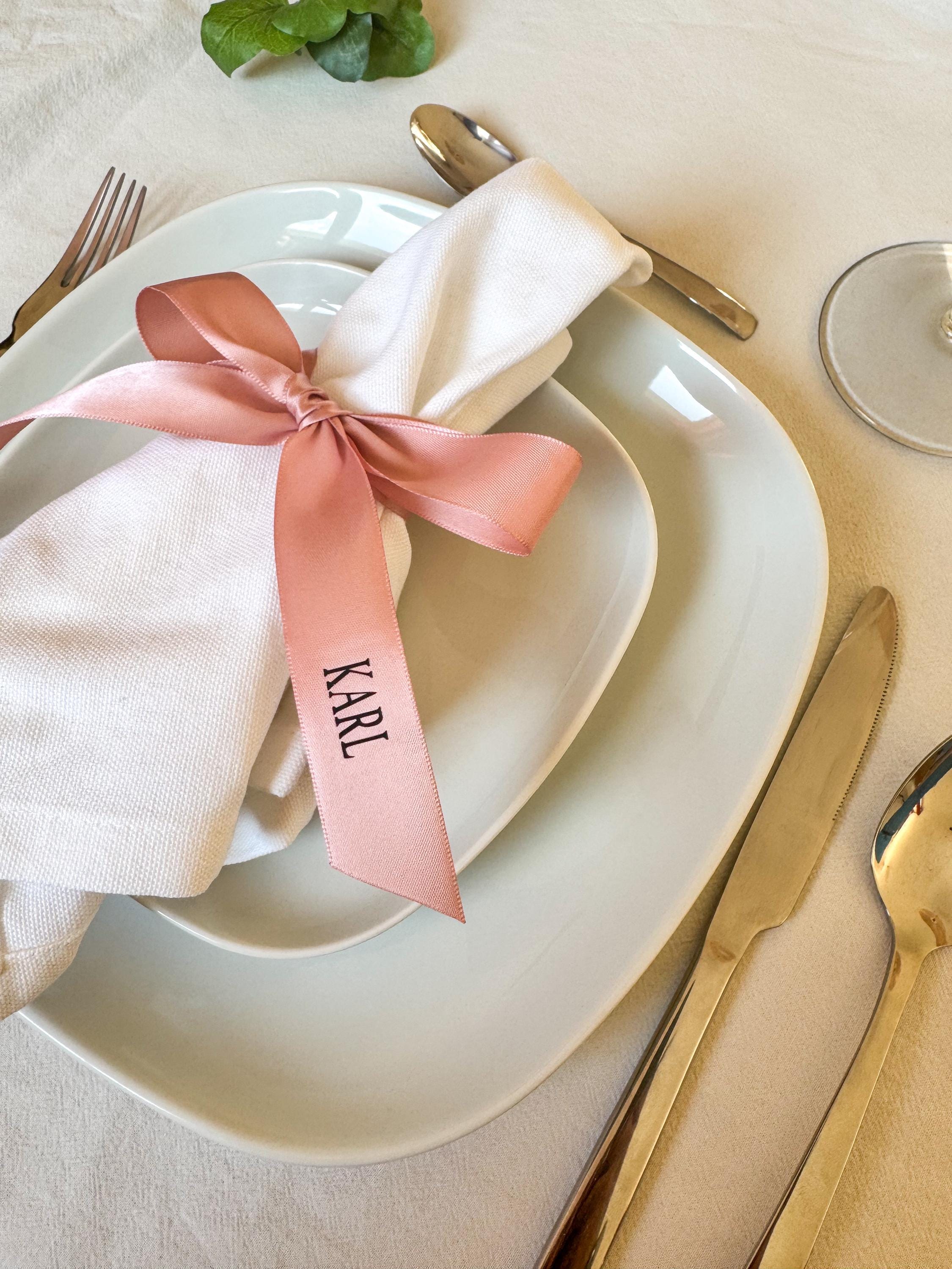 Custom Wedding Napkin Ring Personalized Satin Band Elegant Table Accent Multiple Font Styles Premium Color Selection Reception Decoration Essential Beautiful Bridal Shower Favor Wedding Decor Collection Perfect Party Design Venue Decoration