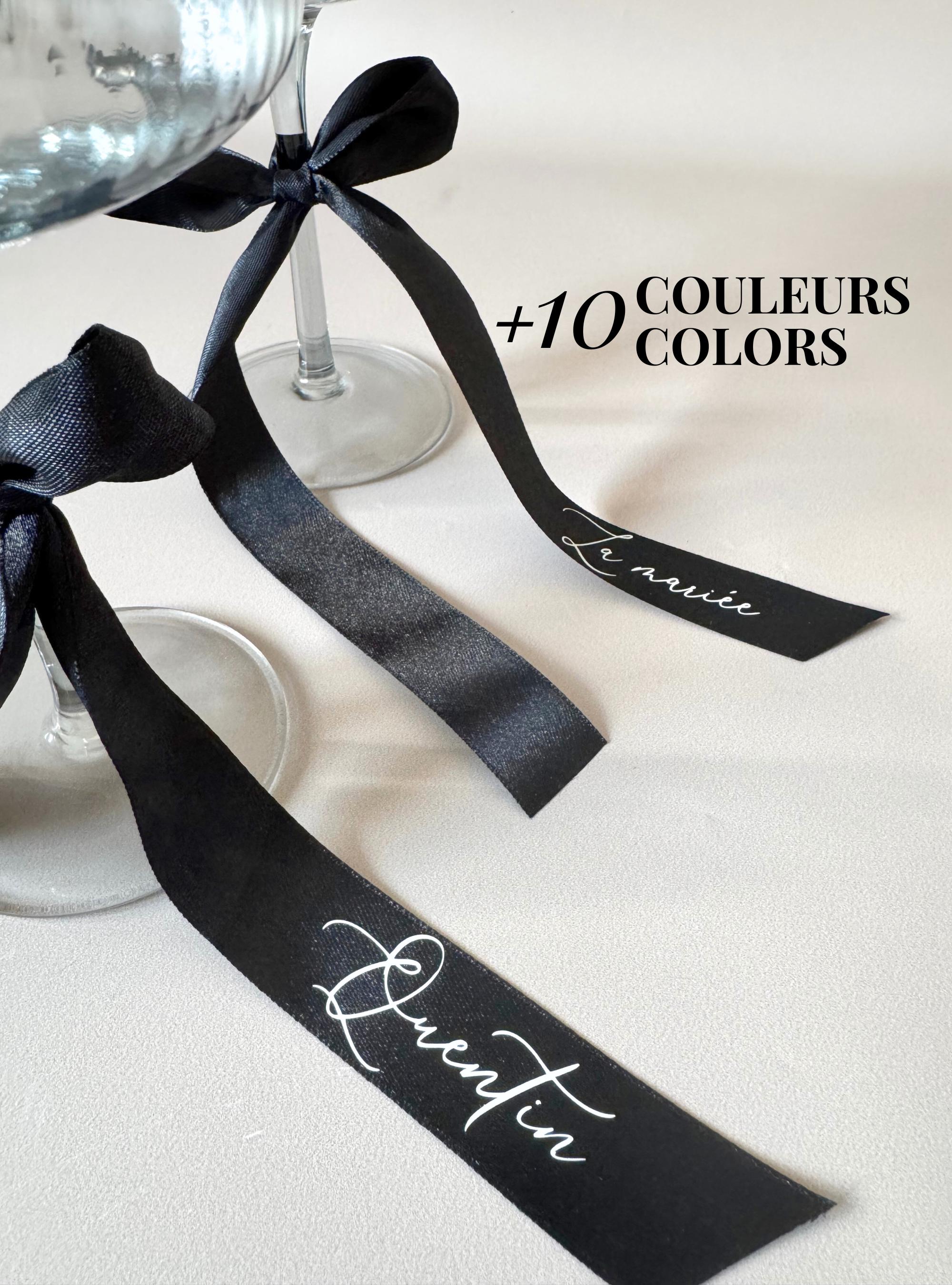 Wine Glass Ribbon Wedding Name Tags Ribbon Drink Name Place Cards Wedding Satin Ribbon Name Setting Wedding Table Decor Custom Satin Ribbon