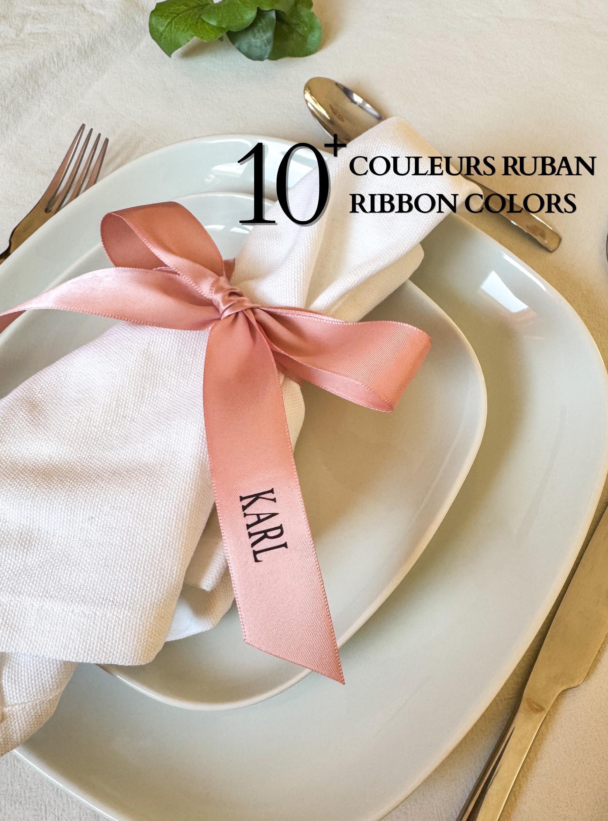 Personalized Satin Band Wedding Napkin Ring Custom Text Design Elegant Table Decor Reception Decoration Set Bridal Shower Favor Multiple Color Options Premium Quality Construction Beautiful Wedding Essential Perfect Party Accent Venue