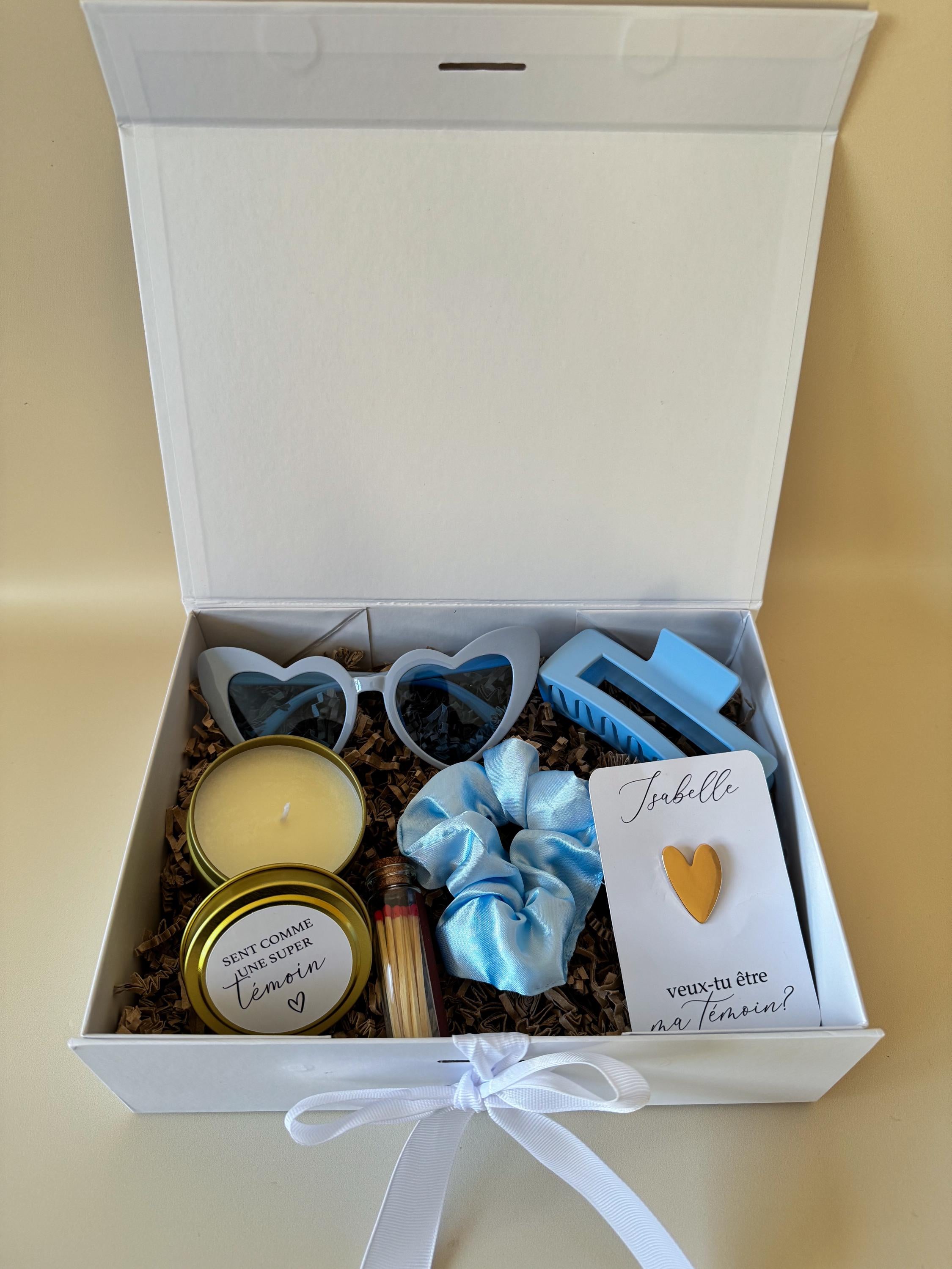 Bridesmaid Proposal Gift Box with Candle Custom Bridal Party Favor Gift Box Green Bridesmaid Proposal Gift Green Scrunchie Bachelorette