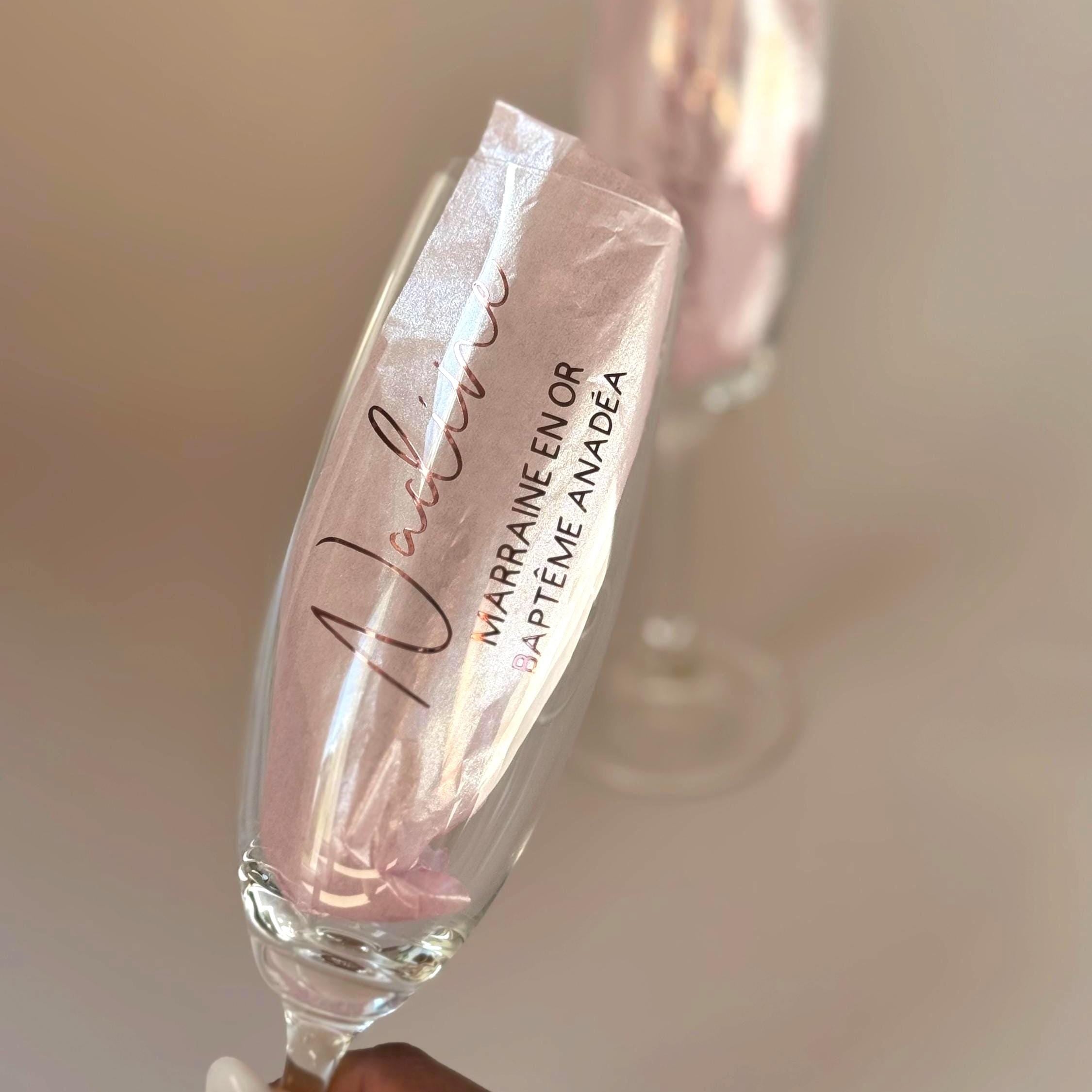 Cadeau Marraine Flûte Personnalisée Parrain Cadeau Flûte Champagne Personnalisée Baptême Souvenir Marraine Annonce Parrain Sticker Flûte
