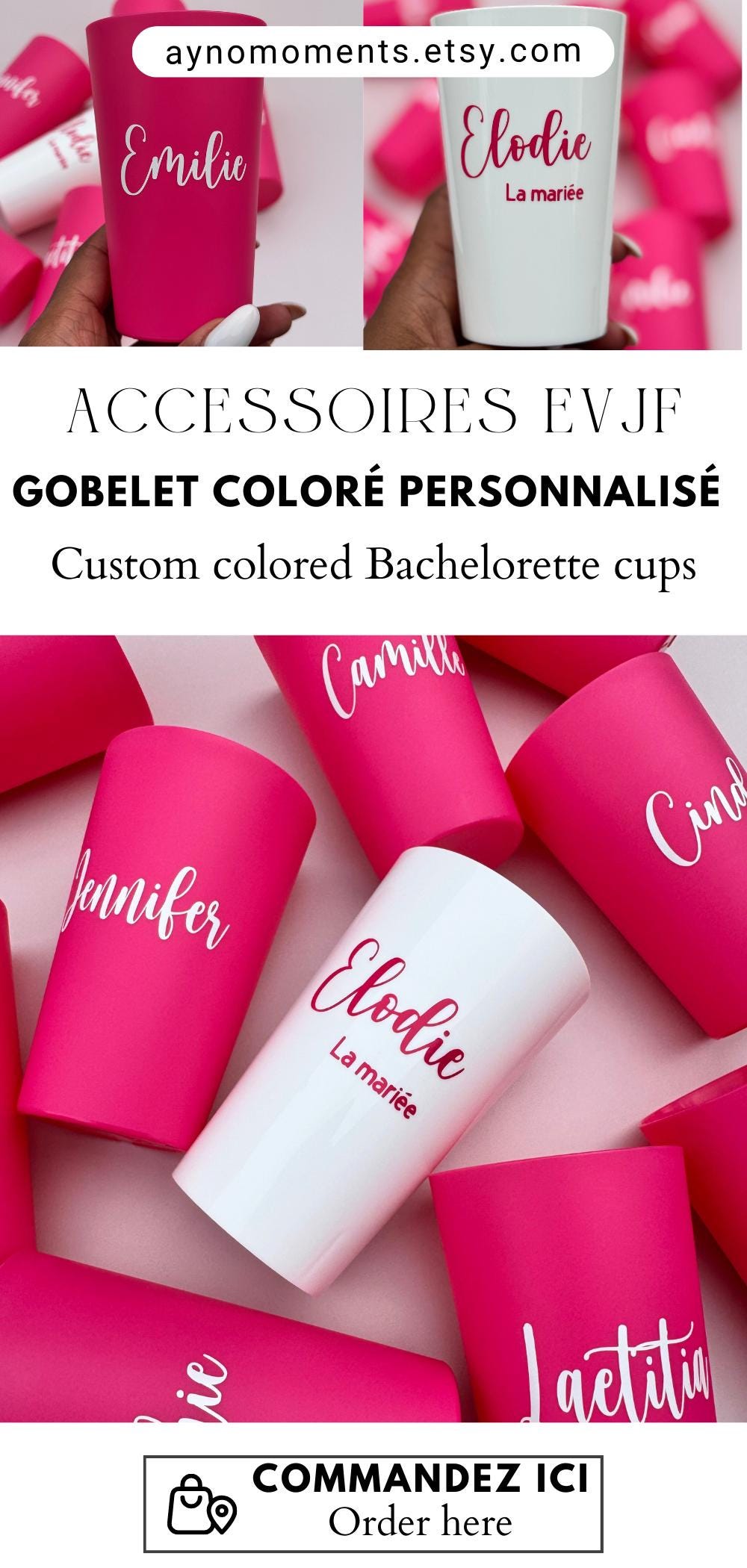 Gobelet EVJF Personnalisé Future Mariée EVJF Décoration Rose Gobelet Team Mariée Accessoire EVJF Cadeau Personnalisé Demoiselle d'Honneur