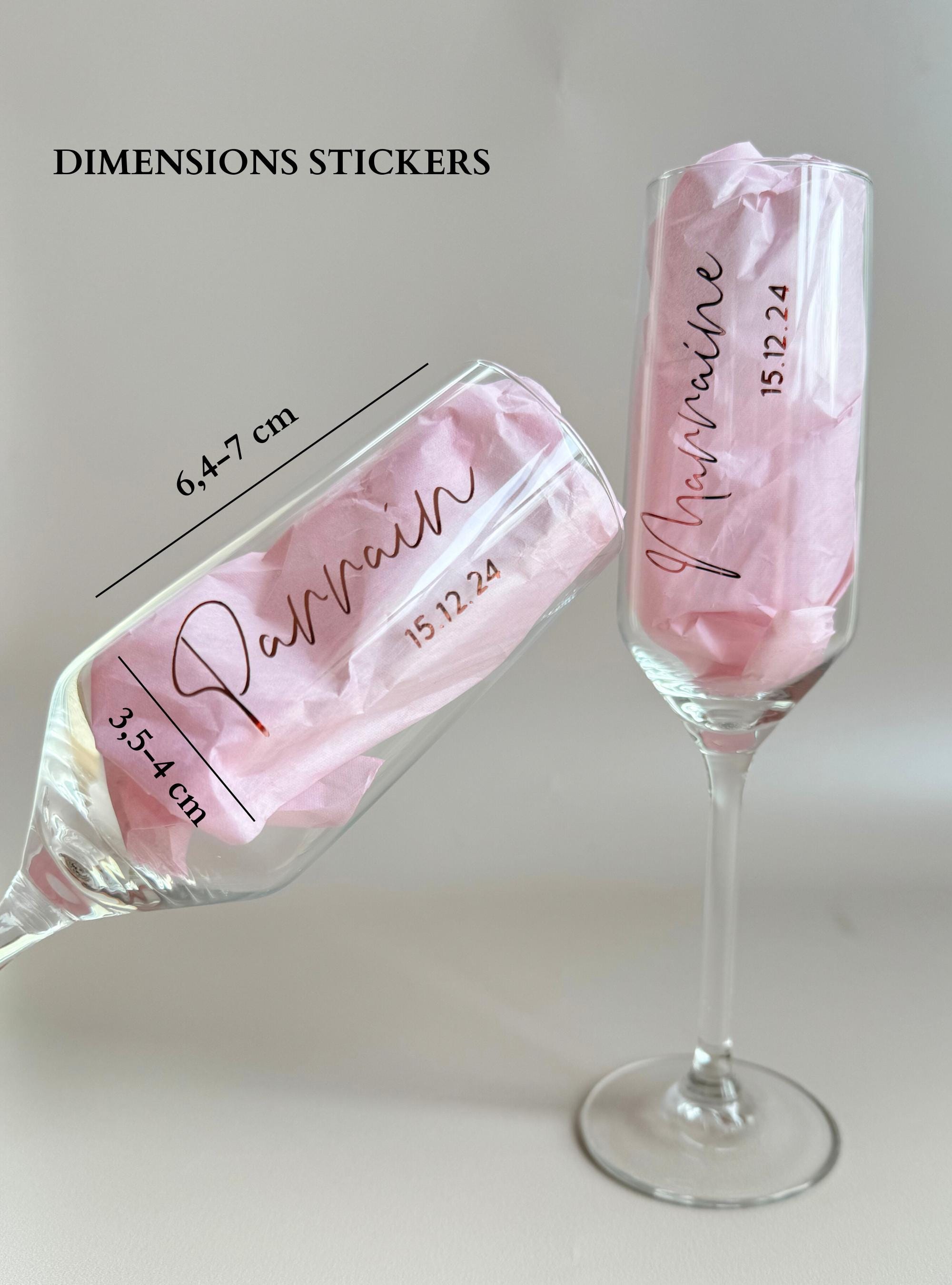 Coupe de Champagne Personnalisé Cadeau Demoiselle d'Honneur Demande Témoin Flûte Personnalisé Mariage Sticker Flûte Champagne Mariage Noir