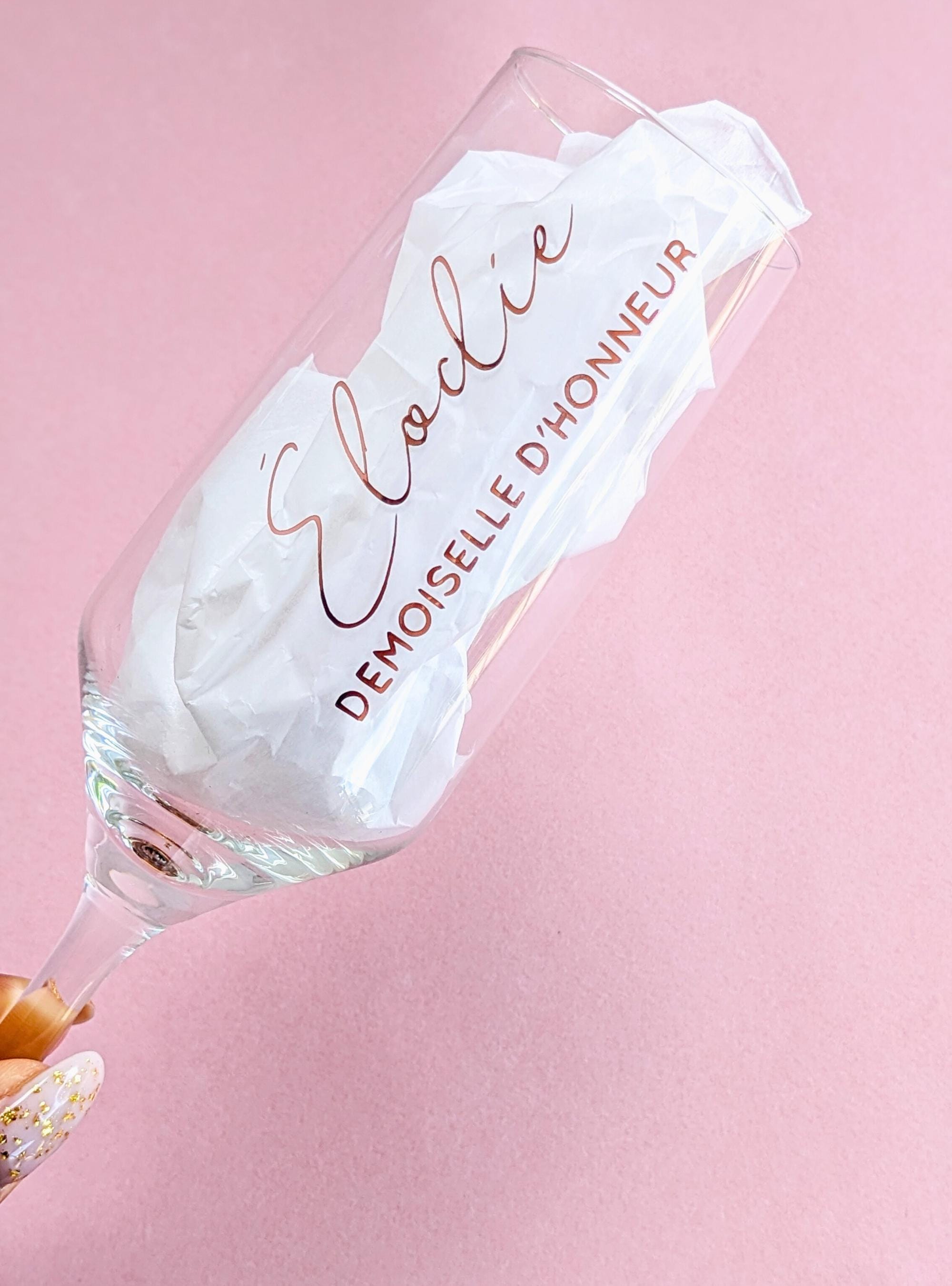 Flûte à Champagne Personnalisé Cadeau Mariage Demande Témoin Verre Personnalisé Mariage Sticker Flûte de Champagne Prénom Futur Marié Cadeau