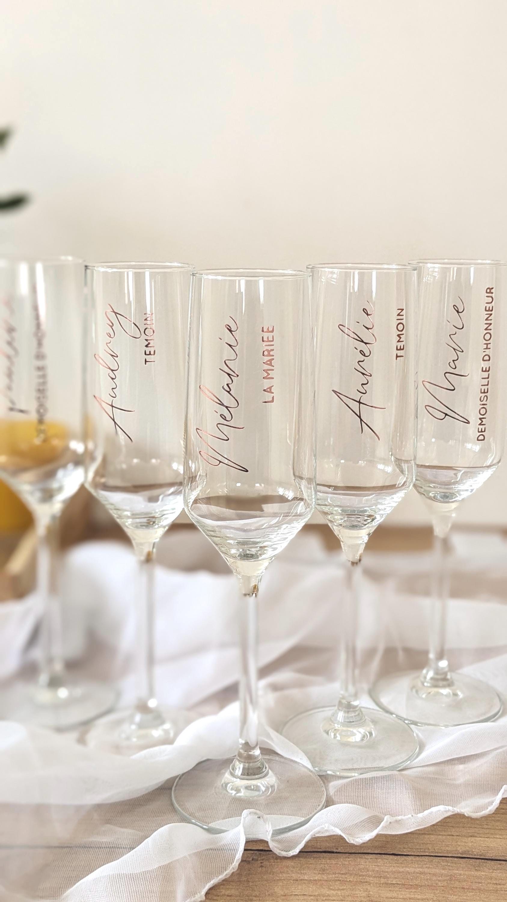 Flûte à Champagne Personnalisé Cadeau Mariage Demande Témoin Verre Personnalisé Mariage Sticker Flûte de Champagne Prénom Futur Marié Cadeau