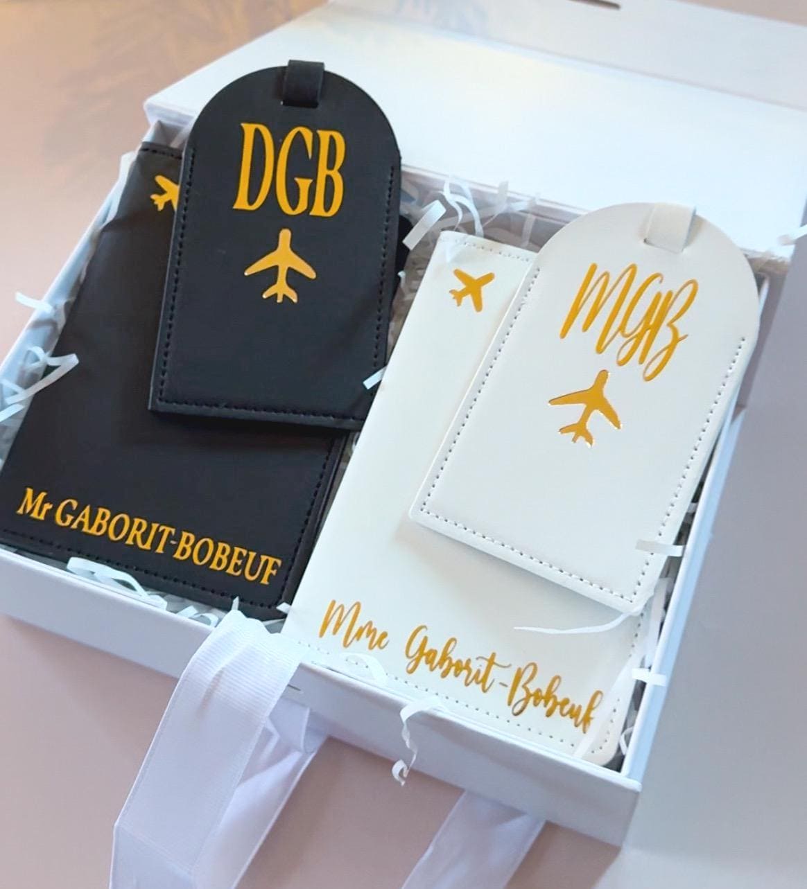 Personalized Newlywed Gift Couple Wedding Anniversary Custom Gift Honeymoon Travel Gift Custom Passport Cover and Luggage Tag Valentine Gift