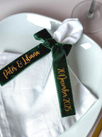 Ruban Velours Vert Marque Place Hiver Mariage Personnalisé Ruban Marque Place Déco Table Mariage Rond de Serviette Noeud Ruban Personnalisé