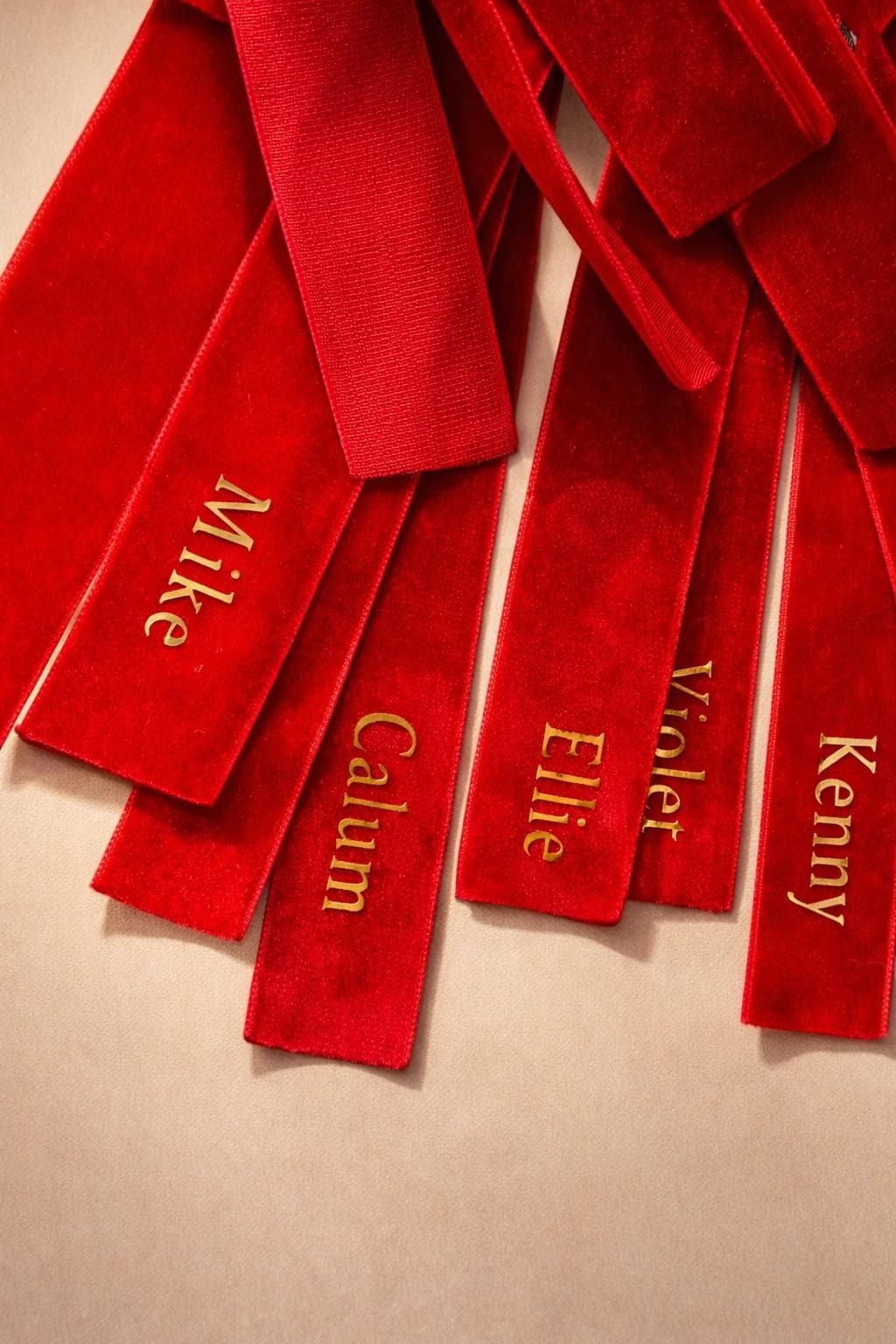 Ruban Velours Vert Marque Place Hiver Mariage Personnalisé Ruban Marque Place Déco Table Mariage Rond de Serviette Noeud Ruban Personnalisé