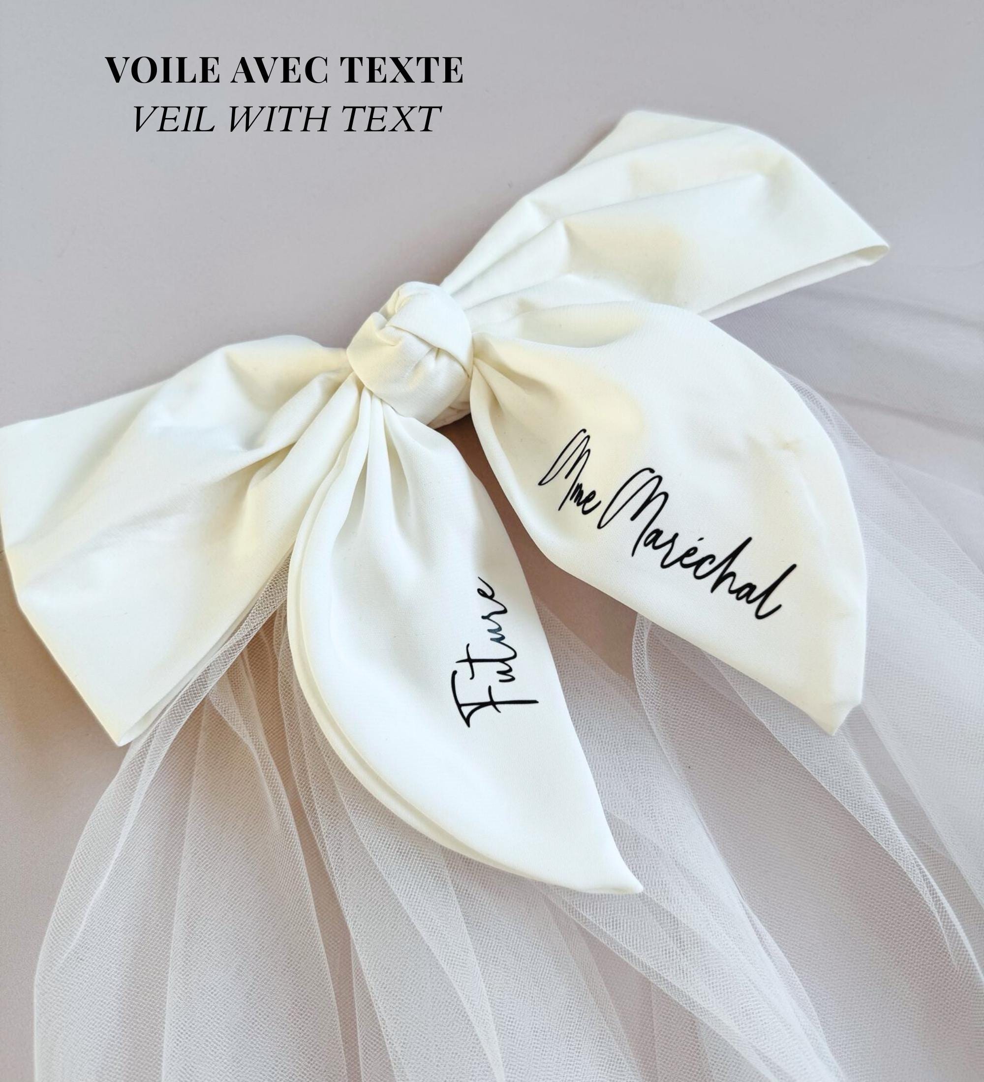Voile Mariée Noeud Personnalisé Cadeau Future Mariée Accessoire EVJF Personnalisé Cadeau Fiançailles Accessoire Cheveux Mariée Voile Tulle