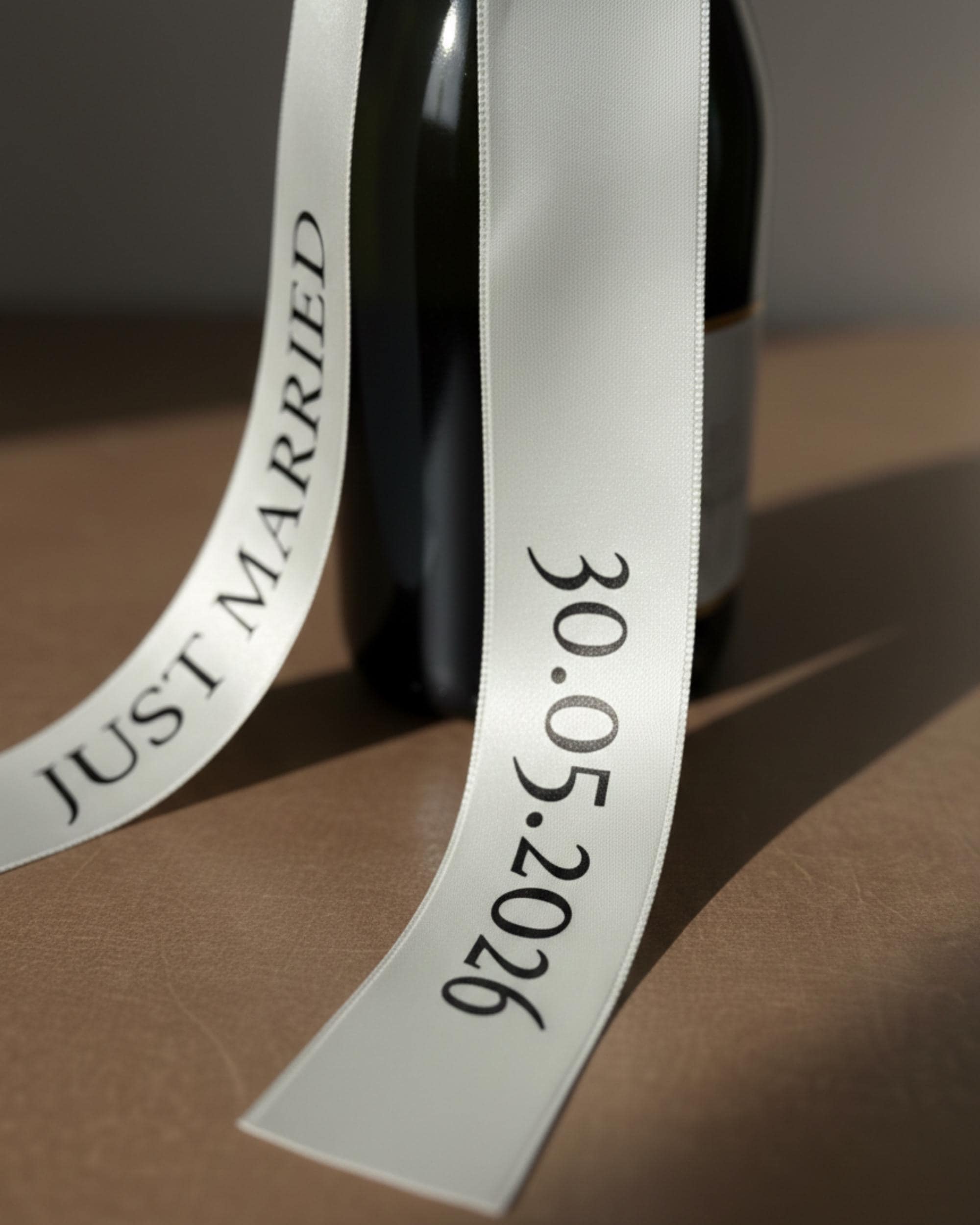 Ruban Satin Personnalisé Bouteille Champagne Mariage Just Married Déco Table Mariage Nœud Ruban Bouteille Champagne Cadeau Souvenir Mariage