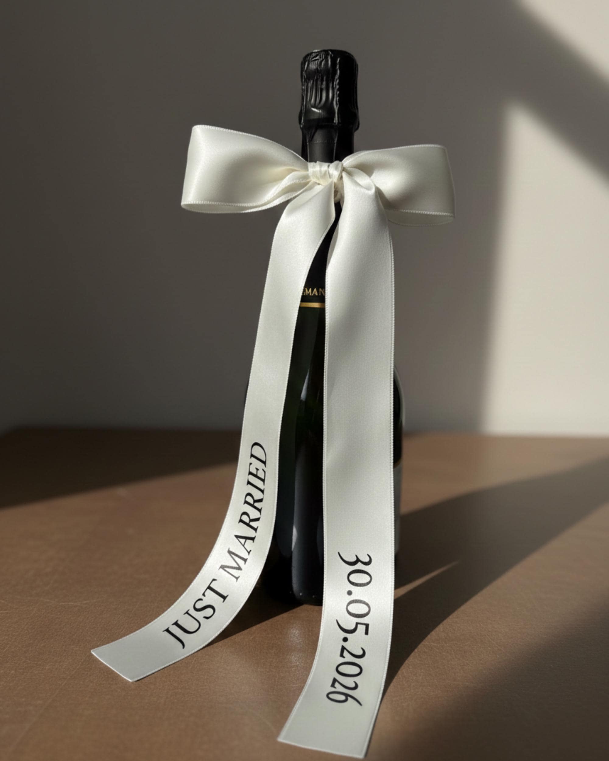 Ruban Satin Personnalisé Bouteille Champagne Mariage Just Married Déco Table Mariage Nœud Ruban Bouteille Champagne Cadeau Souvenir Mariage