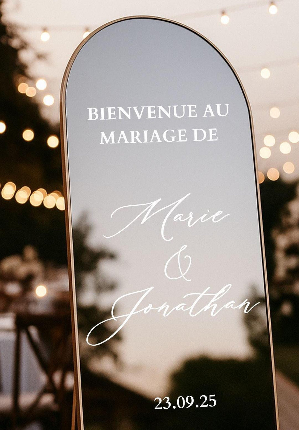 Lot Sticker Personnalisé Panneau Bienvenue Mariage Lettrage Vinyle Sticker Miroir Personnalisé Mariage Panneau Accueil Cérémonie Laïque