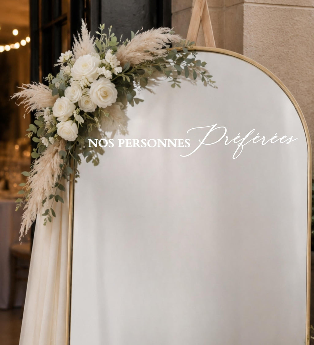 Sticker Miroir Mariage Panneau Bienvenue Sticker Mariage Autocollant Panneau Accueil Mariage Plan de Table Sticker Personne Préférée
