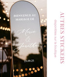 Sticker Miroir Mariage Panneau Bienvenue Sticker Mariage Autocollant Panneau Accueil Mariage Plan de Table Sticker Personne Préférée