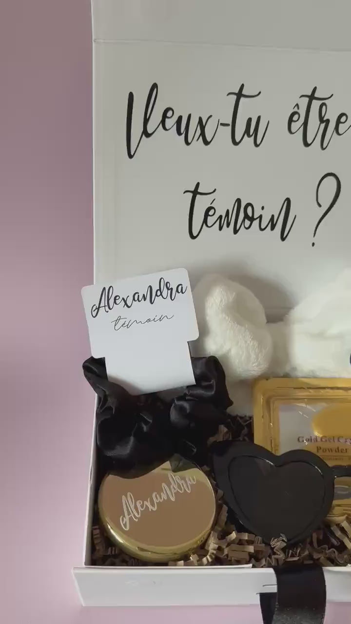 Boîte Cadeau Témoin Mariage Demande Demoiselle d’Honneur Cadeau Meilleure Amie Demande Témoin Boite Personnalisable Mariage Noir et Blanc